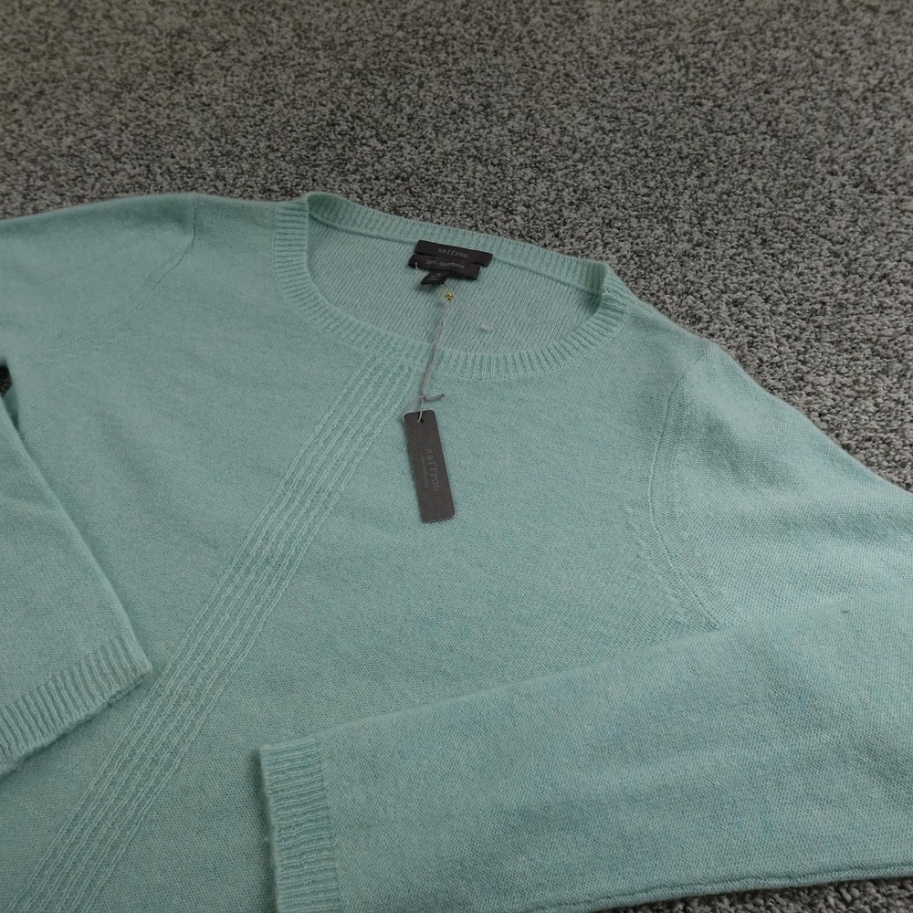NEW Saffron Sweater Womens S Green Cashmere Tunic‎ Pullover Crewneck Soft Warm